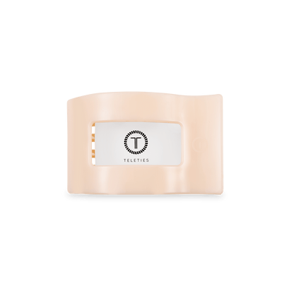 Small beige flat rectangle hair clip, photo 3 of 5