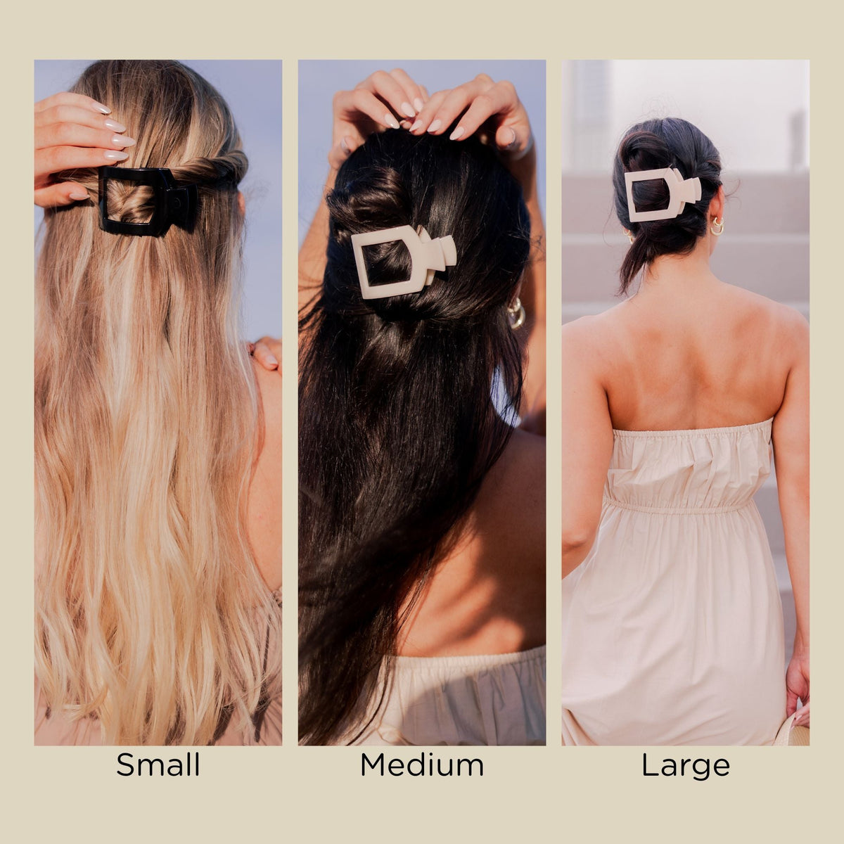 Small beige flat square hair clip, photo 2 of 4