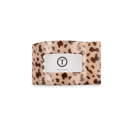 Small blonde tortoise flat rectangle hair clip, photo 3 of 5