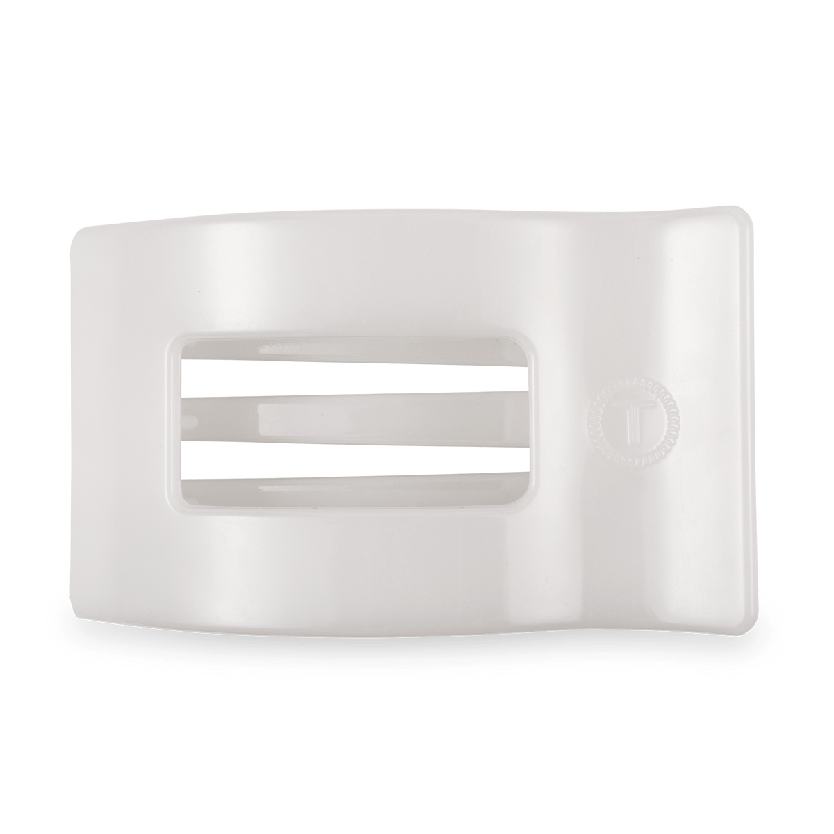 Large white flat rectangle hair clip, photo 2 of 5