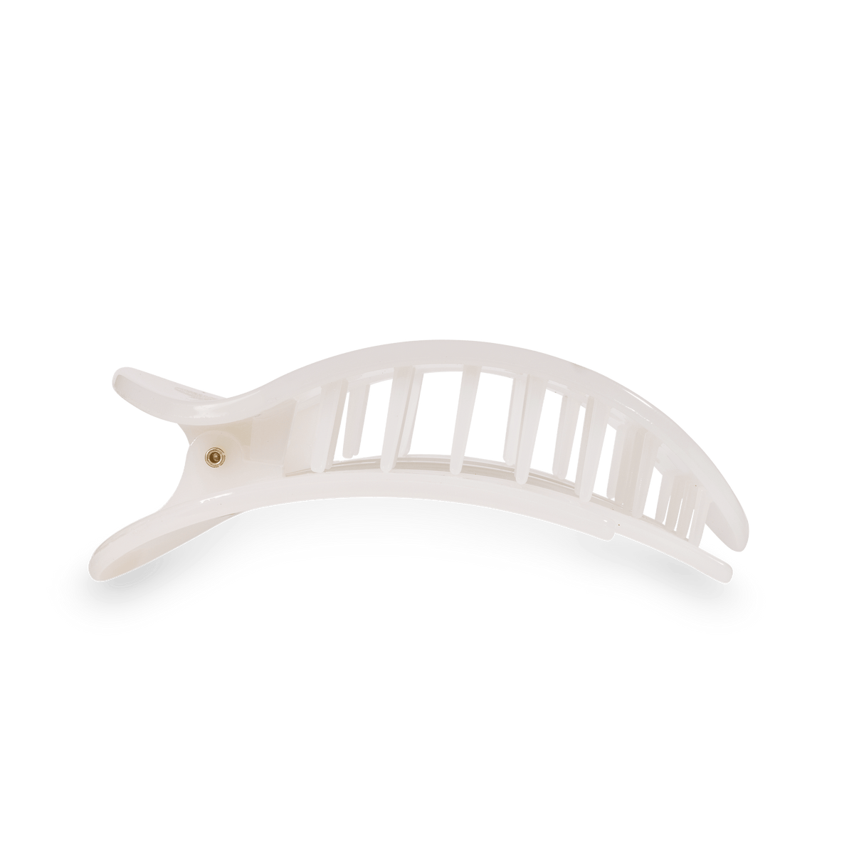 Large white flat round hair clip, photo 4 of 5