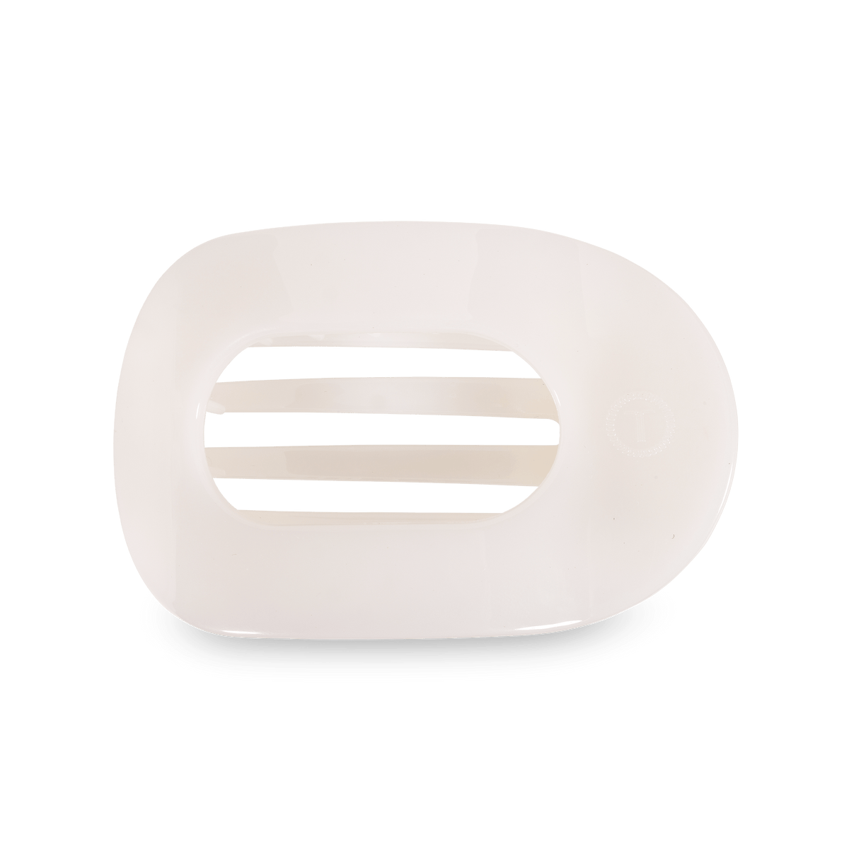 Large white flat round hair clip, photo 2 of 5