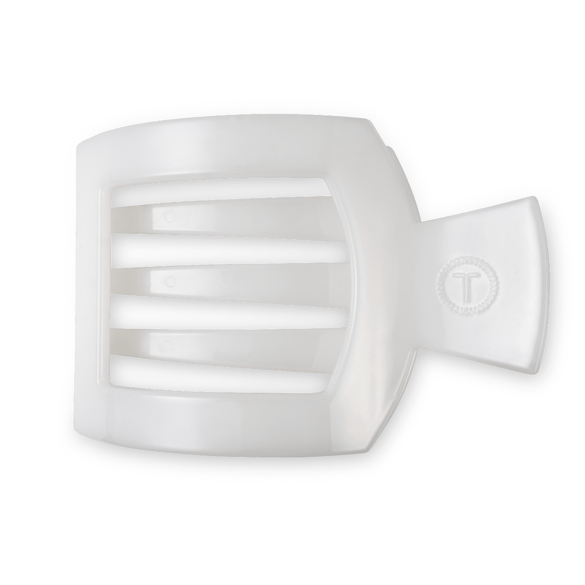 Large white flat square hair clip, photo 2 of 6