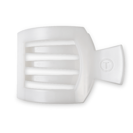 Large white flat square hair clip, photo 2 of 6
