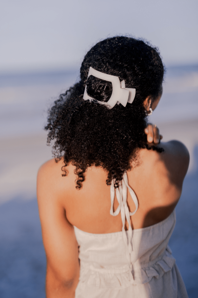 Large white flat square hair clip, photo 1 of 6