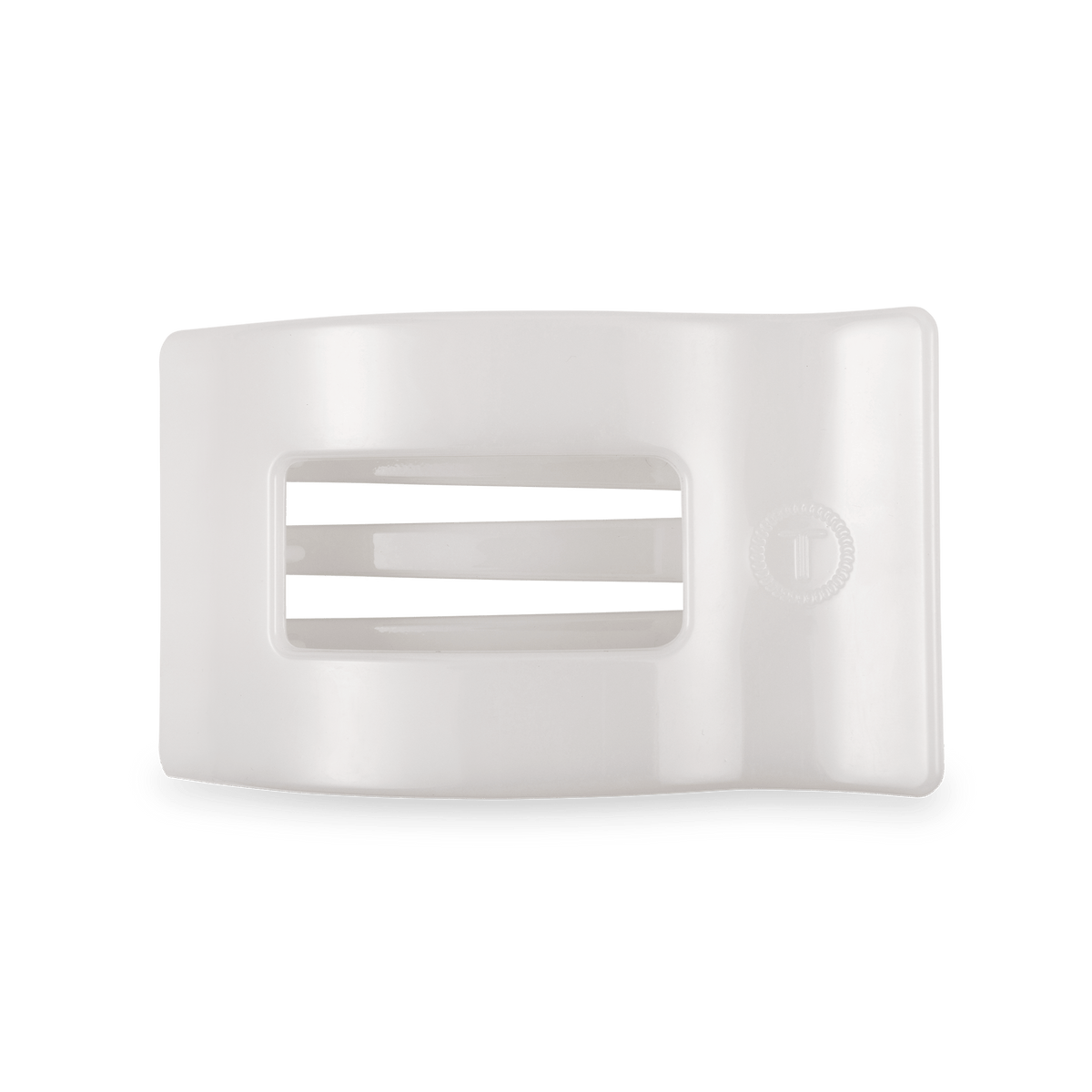 Medium white flat rectangle hair clip, photo 2 of 5