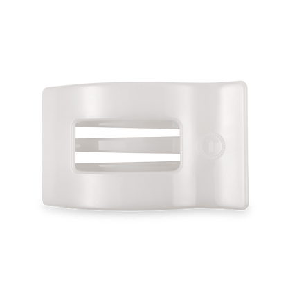 Medium white flat rectangle hair clip, photo 2 of 5