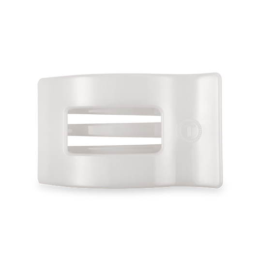 Medium white flat rectangle hair clip, photo 2 of 5