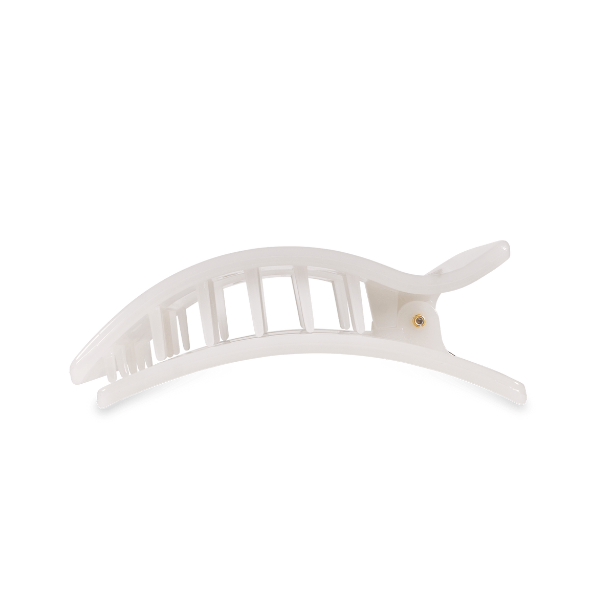 Medium white flat rectangle hair clip, photo 4 of 5
