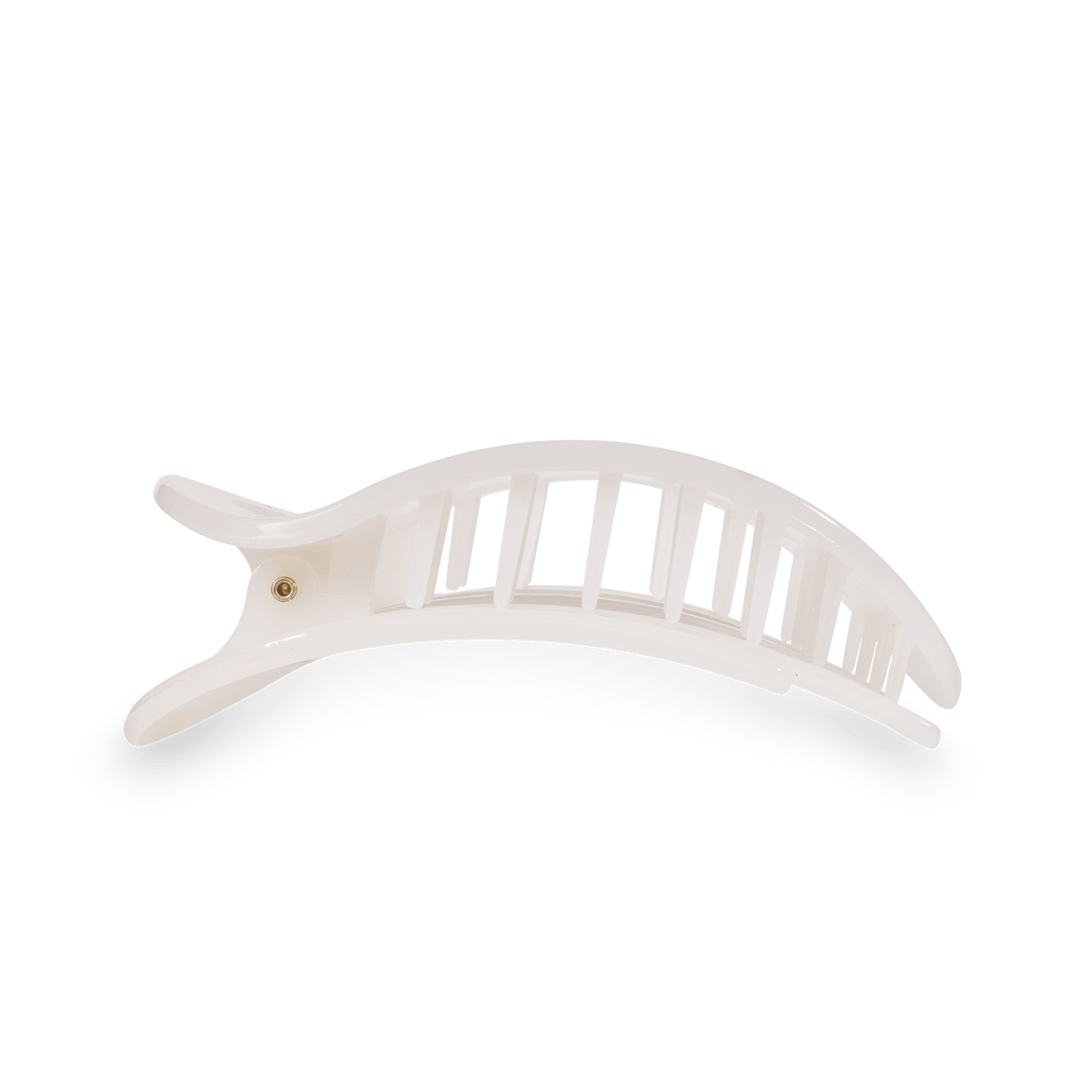Medium white flat round hair clip, photo 4 of 5