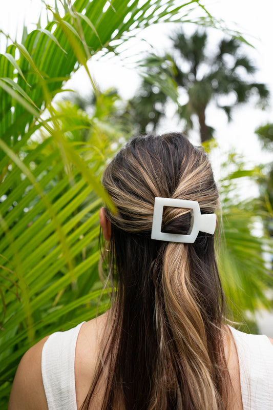 Medium white flat square hair clip, photo 1 of 5