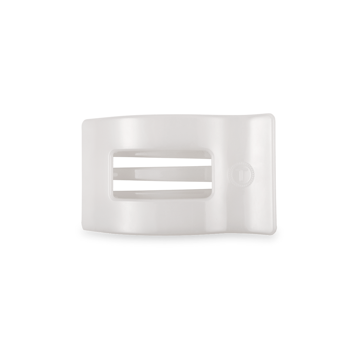 Small white flat rectangle hair clip, photo 2 of 5