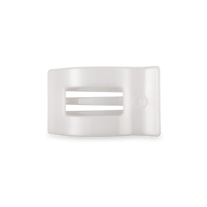 Small white flat rectangle hair clip, photo 2 of 5
