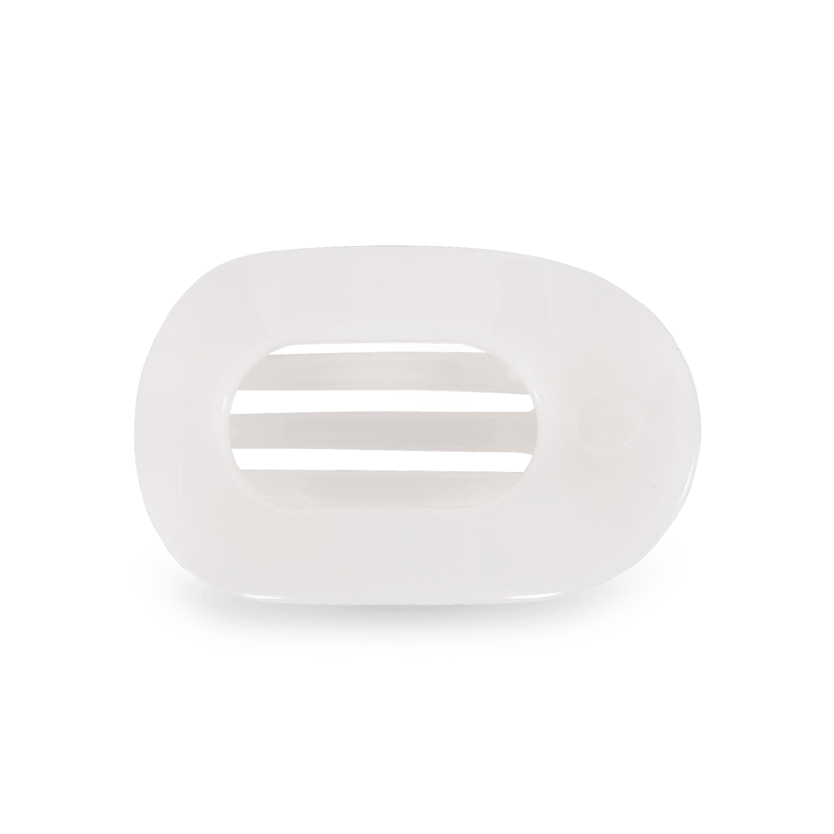 Small white flat round hair clip, photo 2 of 5