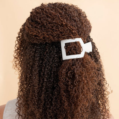 Small white flat square hair clip, photo 1 of 6