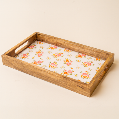 Cream rectangle wood enamel tray, photo 1 of 4