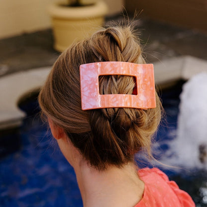 Large orange flat rectangle hair clip, photo 1 of 5