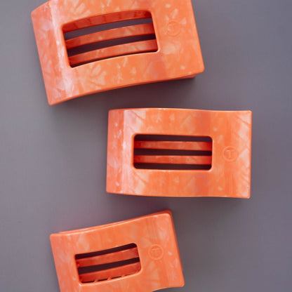 Medium orange flat rectangle hair clip, photo 5 of 5