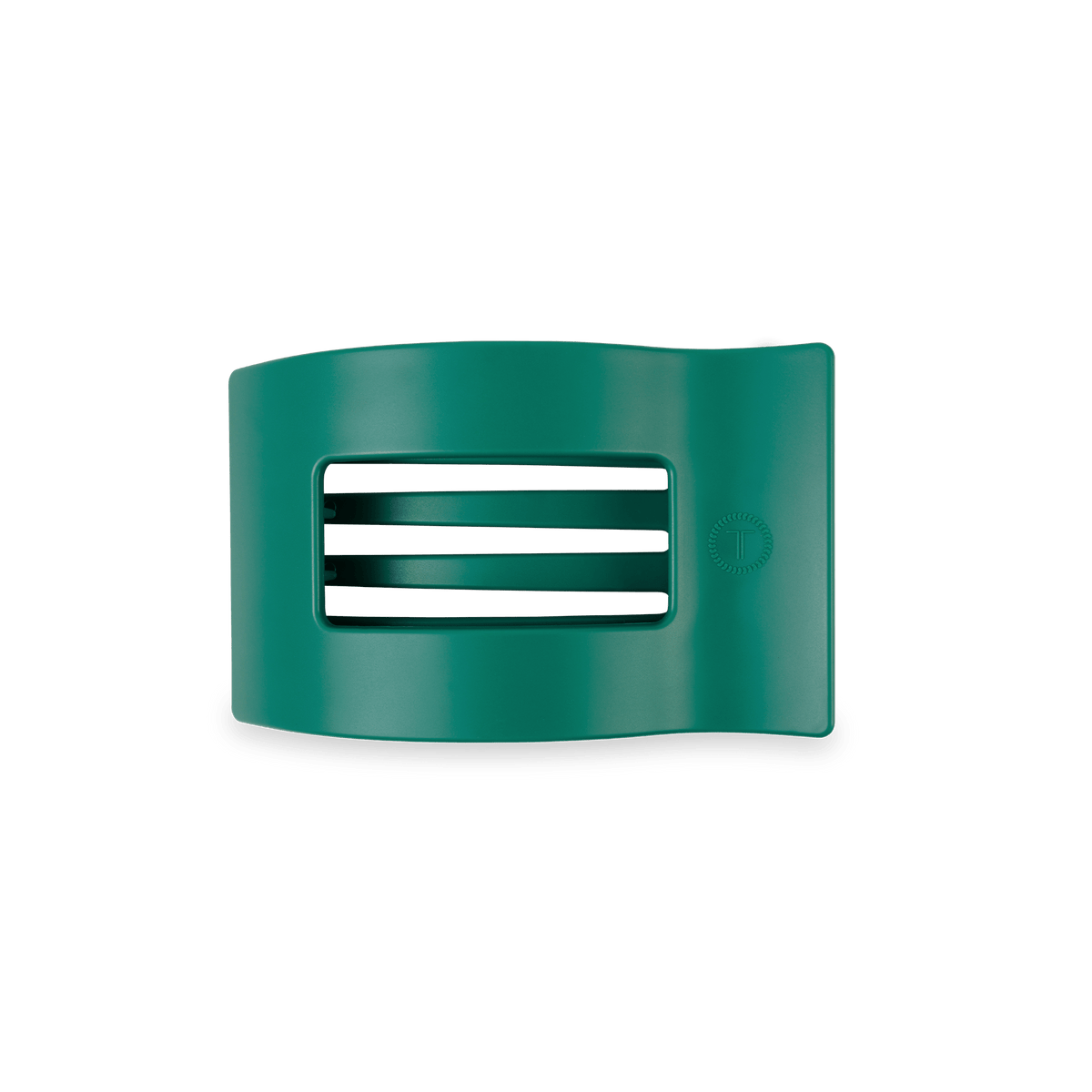 Small matte green flat rectangle hair clip, photo 2 of 5