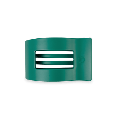 Small matte green flat rectangle hair clip, photo 2 of 5