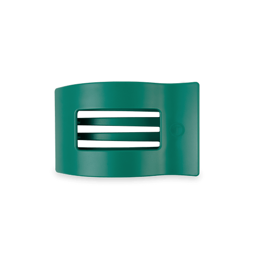 Small matte green flat rectangle hair clip, photo 2 of 5