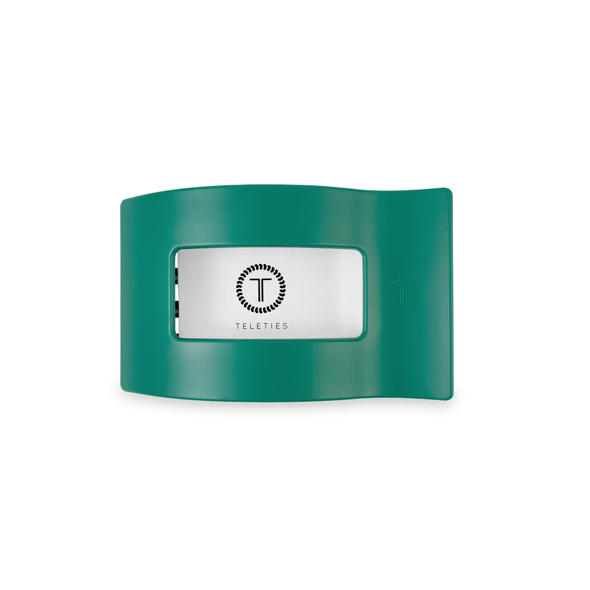 Small matte green flat rectangle hair clip, photo 3 of 5