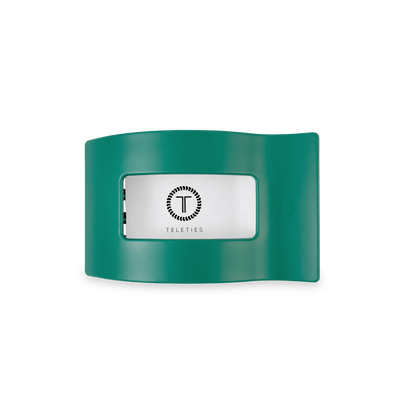 Small matte green flat rectangle hair clip, photo 3 of 5