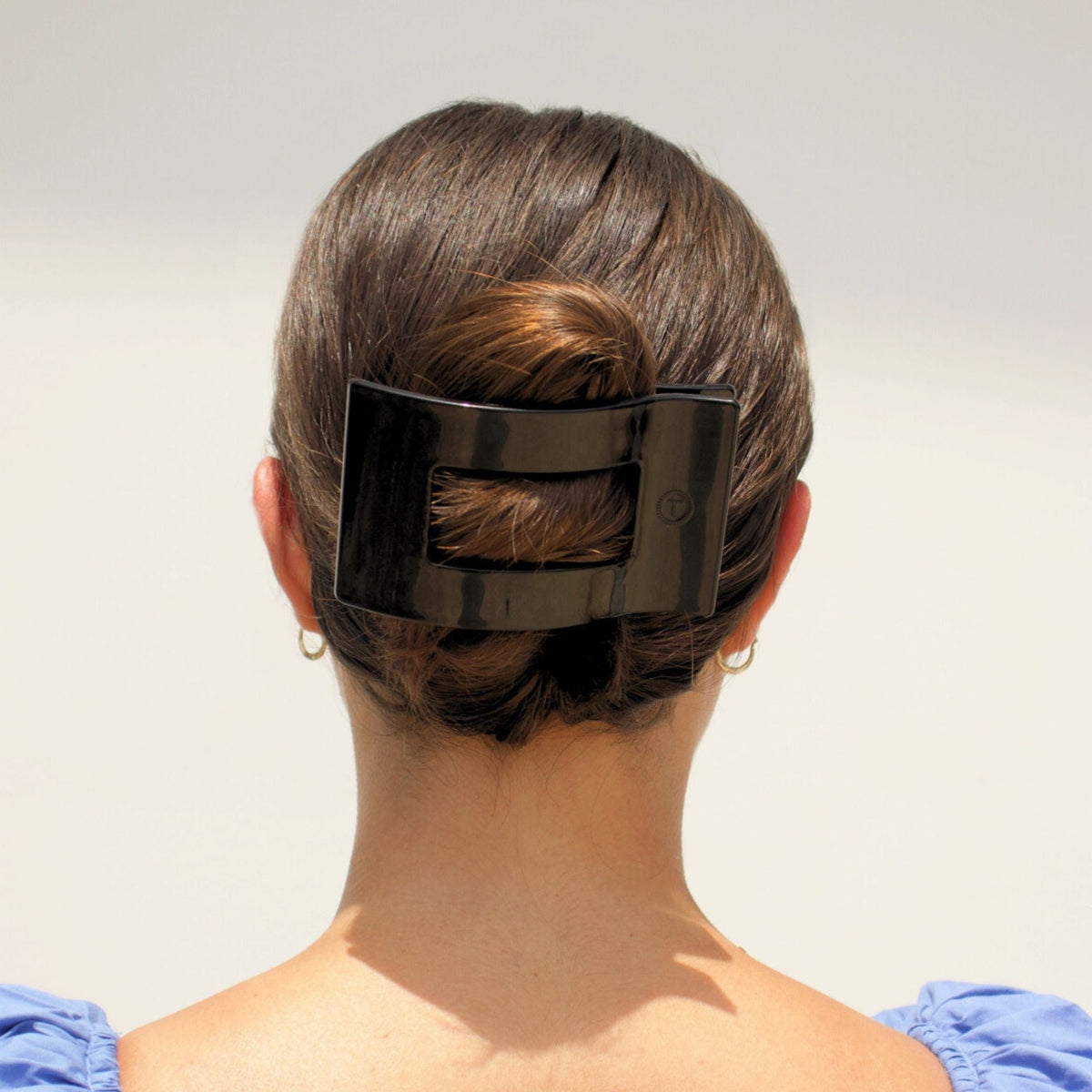 Large black flat rectangle hair clip, photo 1 of 5