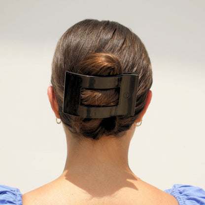Large black flat rectangle hair clip, photo 1 of 5