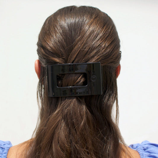 Medium black flat rectangle hair clip, photo 1 of 5
