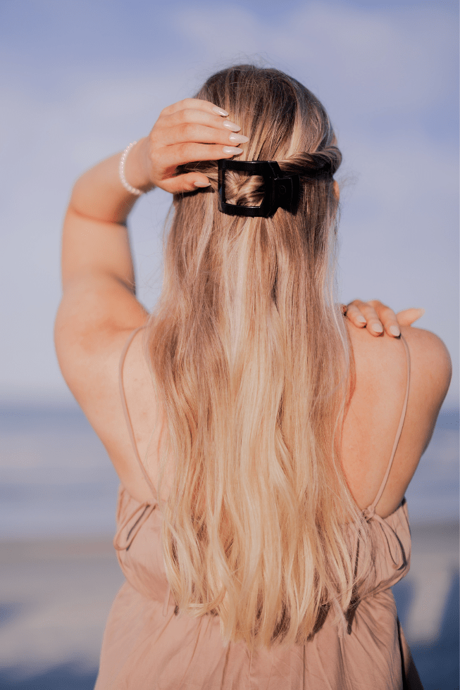 Small black flat square hair clip, photo 1 of 5