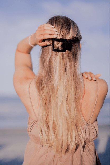 Small black flat square hair clip, photo 1 of 5