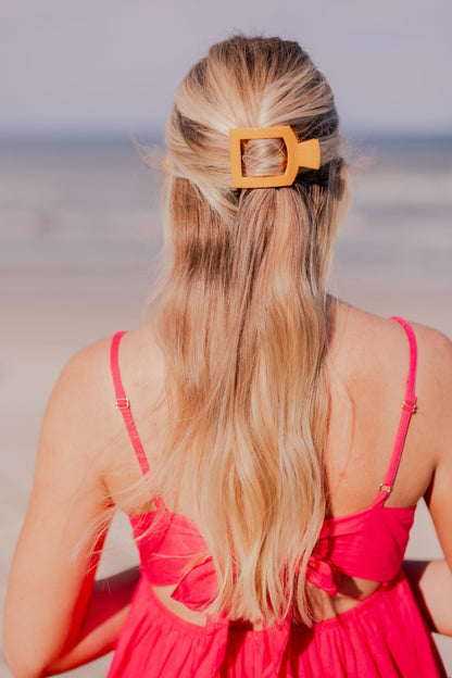 Small orange flat square hair clip, photo 1 of 4