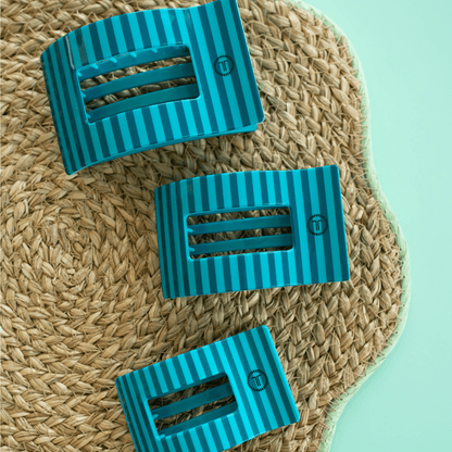 Large blue flat rectangle hair clip, photo 5 of 5