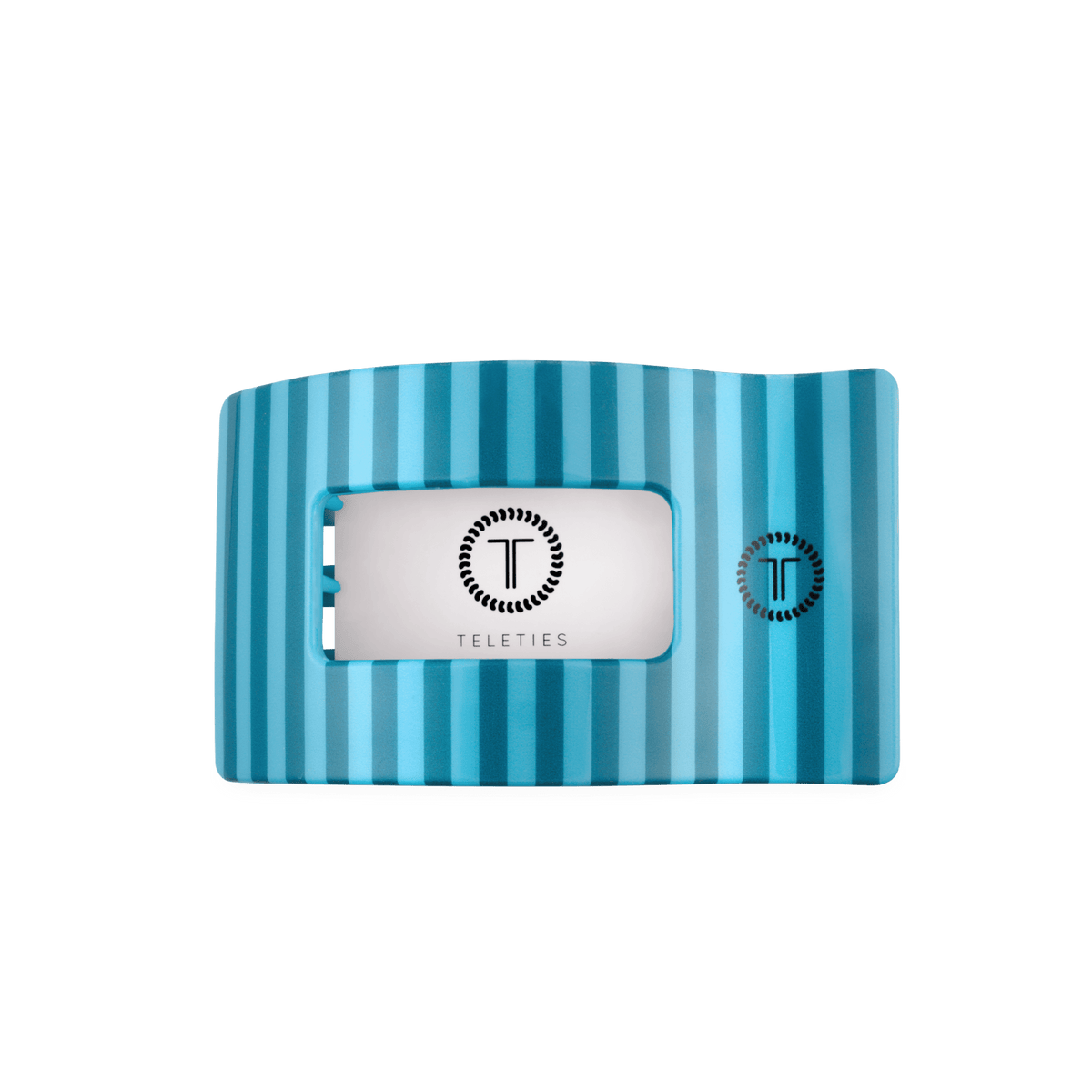 Medium blue flat rectangle hair clip, photo 3 of 5