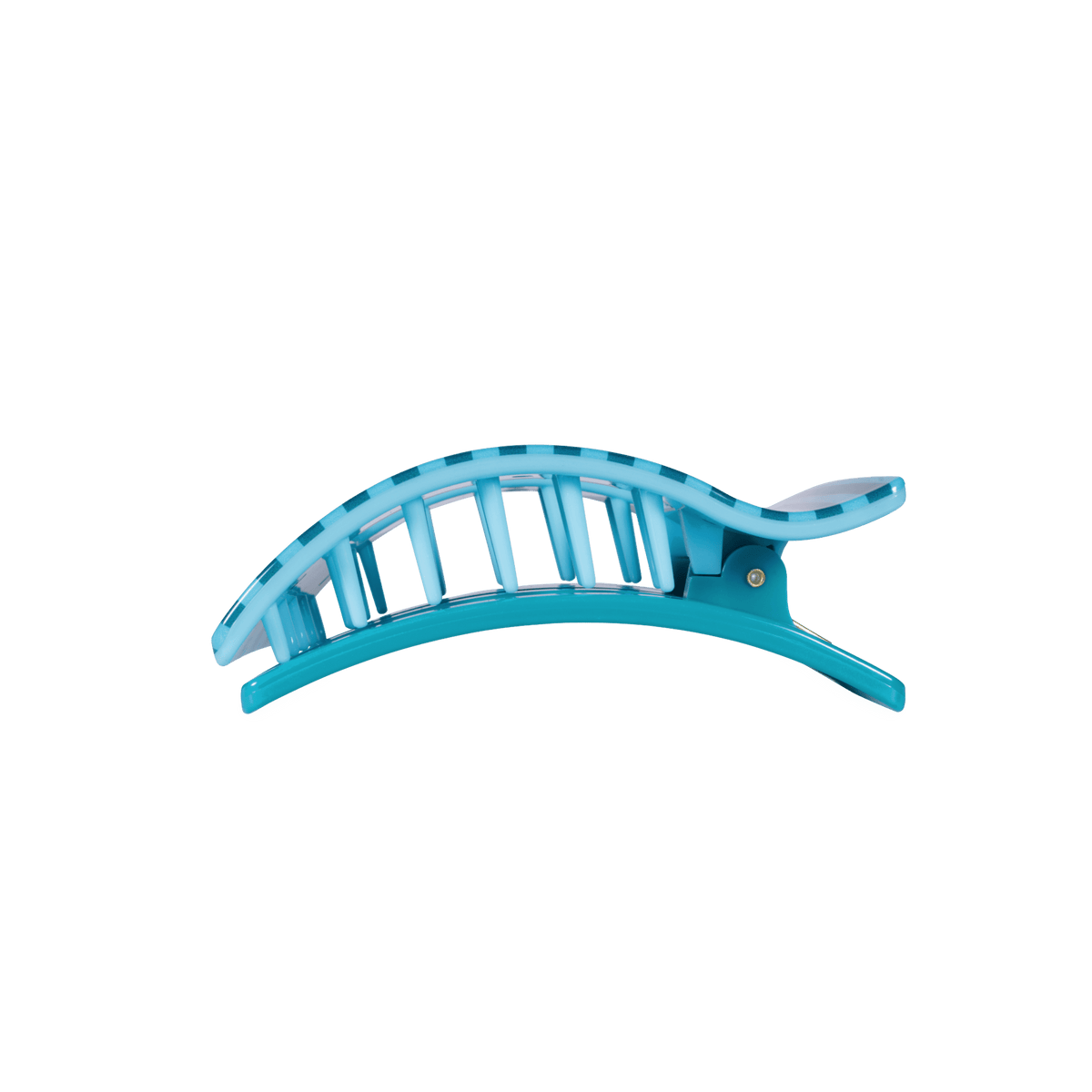 Medium blue flat rectangle hair clip, photo 4 of 5