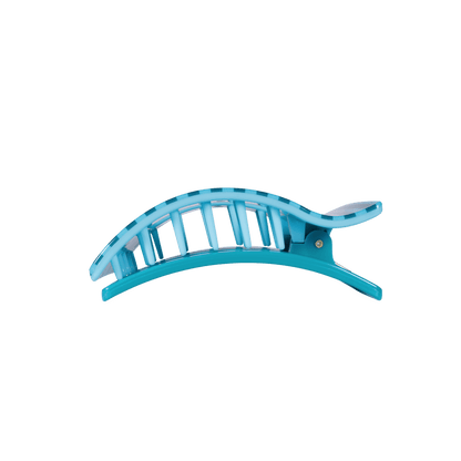 Medium blue flat rectangle hair clip, photo 4 of 5