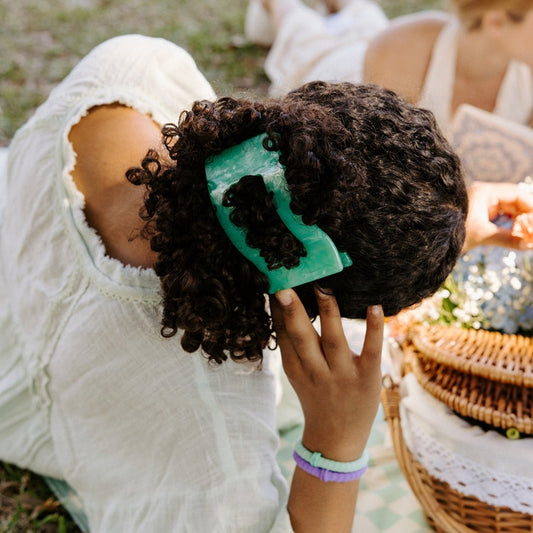 Large green flat rectangle hair clip, photo 1 of 5