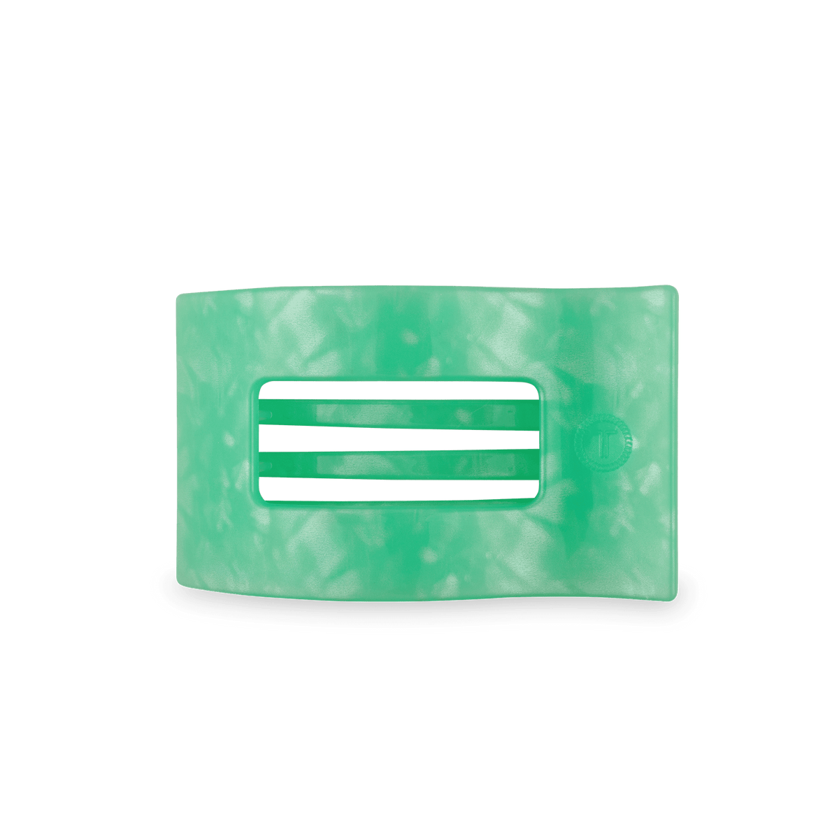 Medium green flat rectangle hair clip, photo 2 of 5