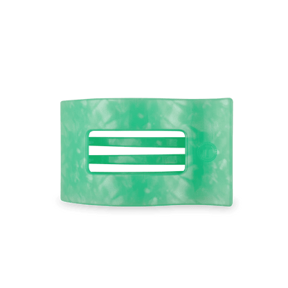 Medium green flat rectangle hair clip, photo 2 of 5