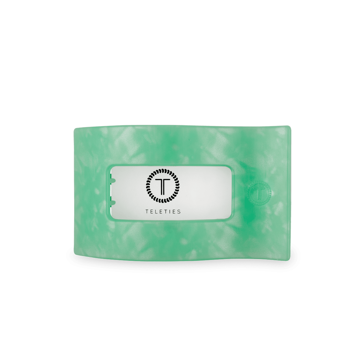 Medium green flat rectangle hair clip, photo 3 of 5