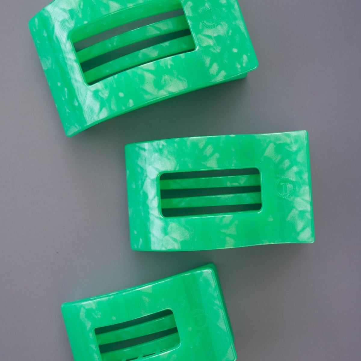 Medium green flat rectangle hair clip, photo 5 of 5