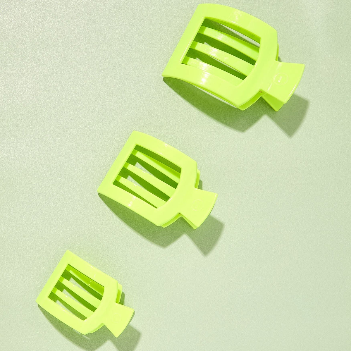 Small neon green flat square hair clip, photo 3 of 3