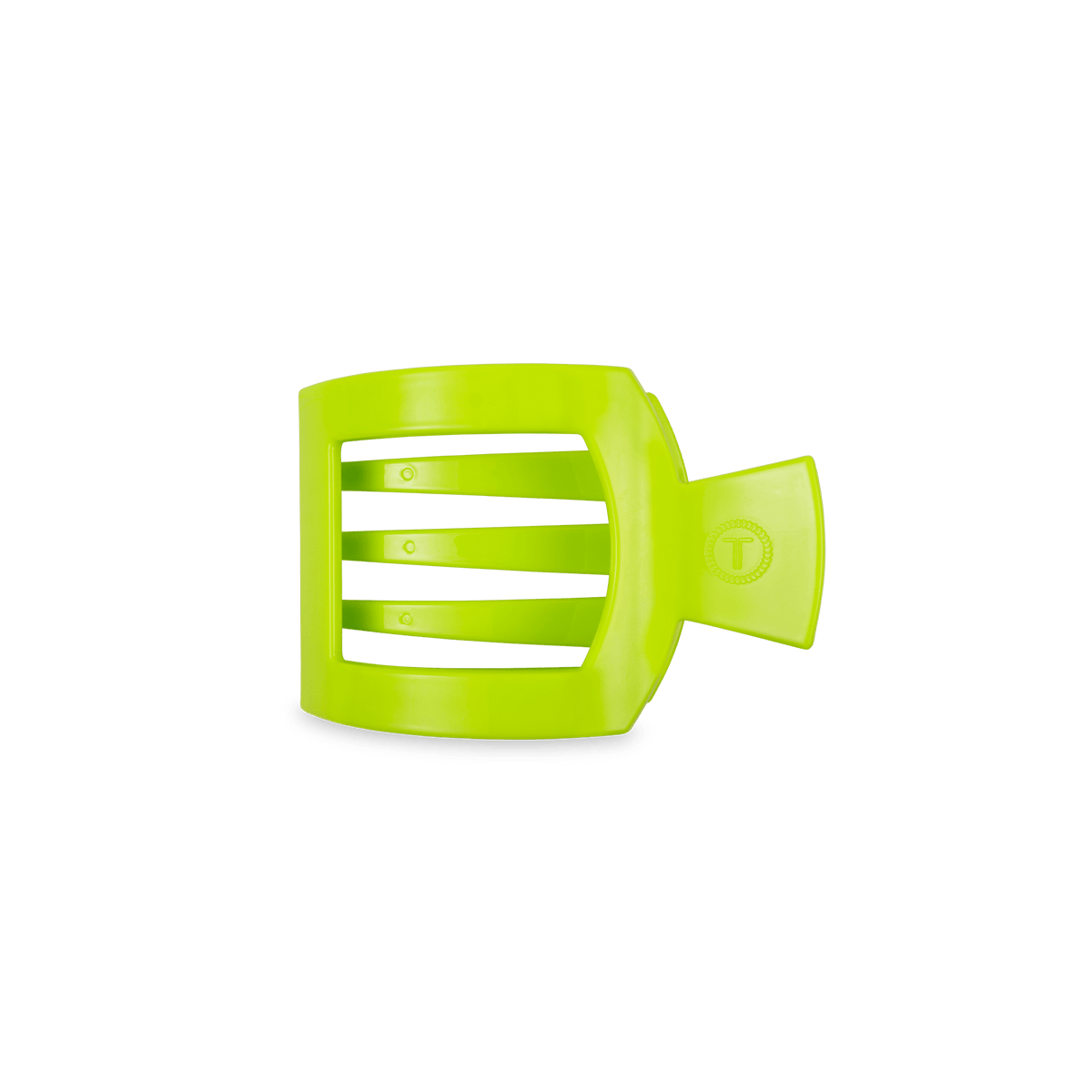 Small neon green flat square hair clip, photo 2 of 3