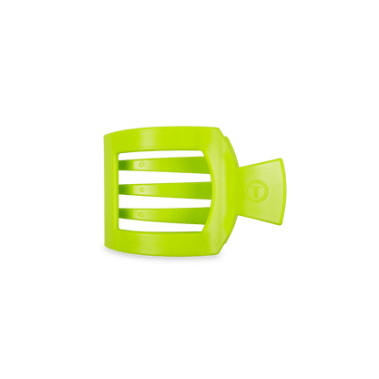 Small neon green flat square hair clip, photo 2 of 3