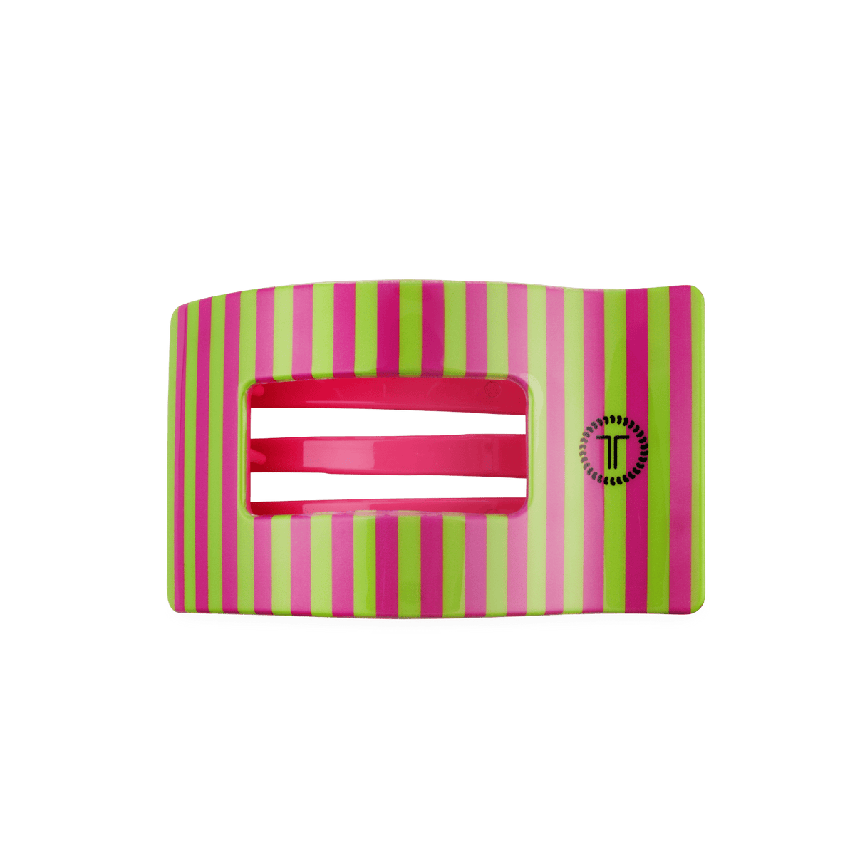 Medium pink flat rectangle hair clip, photo 2 of 5