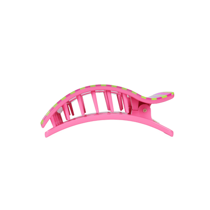 Medium pink flat rectangle hair clip, photo 4 of 5