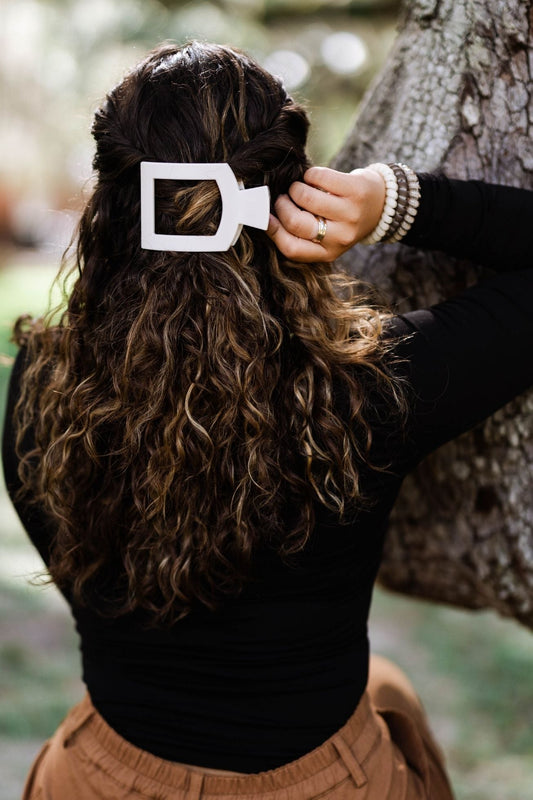Small toasted beige flat square hair clip, photo 1 of 2